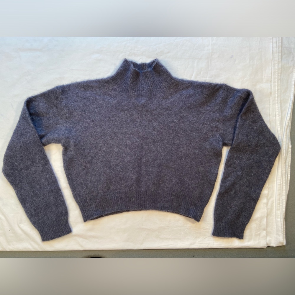 Childrens Adam Lippes Navy Blue Silk and Cashmere Turtleneck Sweater